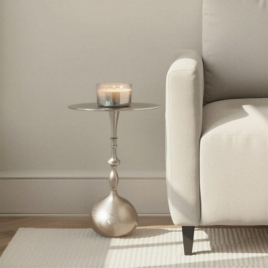 Bloomingville Aluminum and Reclaimed Wood Accent Table, Chrome