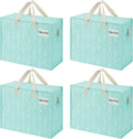 VENO 4 Pack Heavy Duty Moving Bags, Storage Bags, Packing Supplies, Top Zipper, Storage Totes for Camping, Clothes, Bedding, Comforters, Pillows (13 Gallon,Evergreen, 4 Pack)