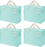 VENO 4 Pack Heavy Duty Moving Bags, Storage Bags, Packing Supplies, Top Zipper, Storage Totes for Camping, Clothes, Bedding, Comforters, Pillows (13 Gallon,Evergreen, 4 Pack)