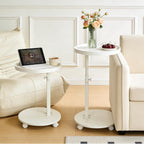 YYW C Shaped End Table Adjustable Height, 360°Swivel TV Tray Table for Small Spaces White