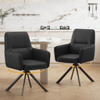 Furniliving Modern Swivel Dining Chairs Set of 2, Upholstered Dining Room Chairs with Thicken Cushion, 360°Swivel Dining Chairs with Metal Legs for Dining Room, Kitchen, Bedroom, PU, Black