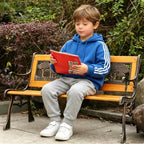 Kids 2 Seater Garden Patio Childrens Bench with Animal Design, Park Outdoor Bench, Patio Benches Kids 2-Person Wooden & Cast Iron Mini Sized Park Outdoor Garden Bench Childrens Bench