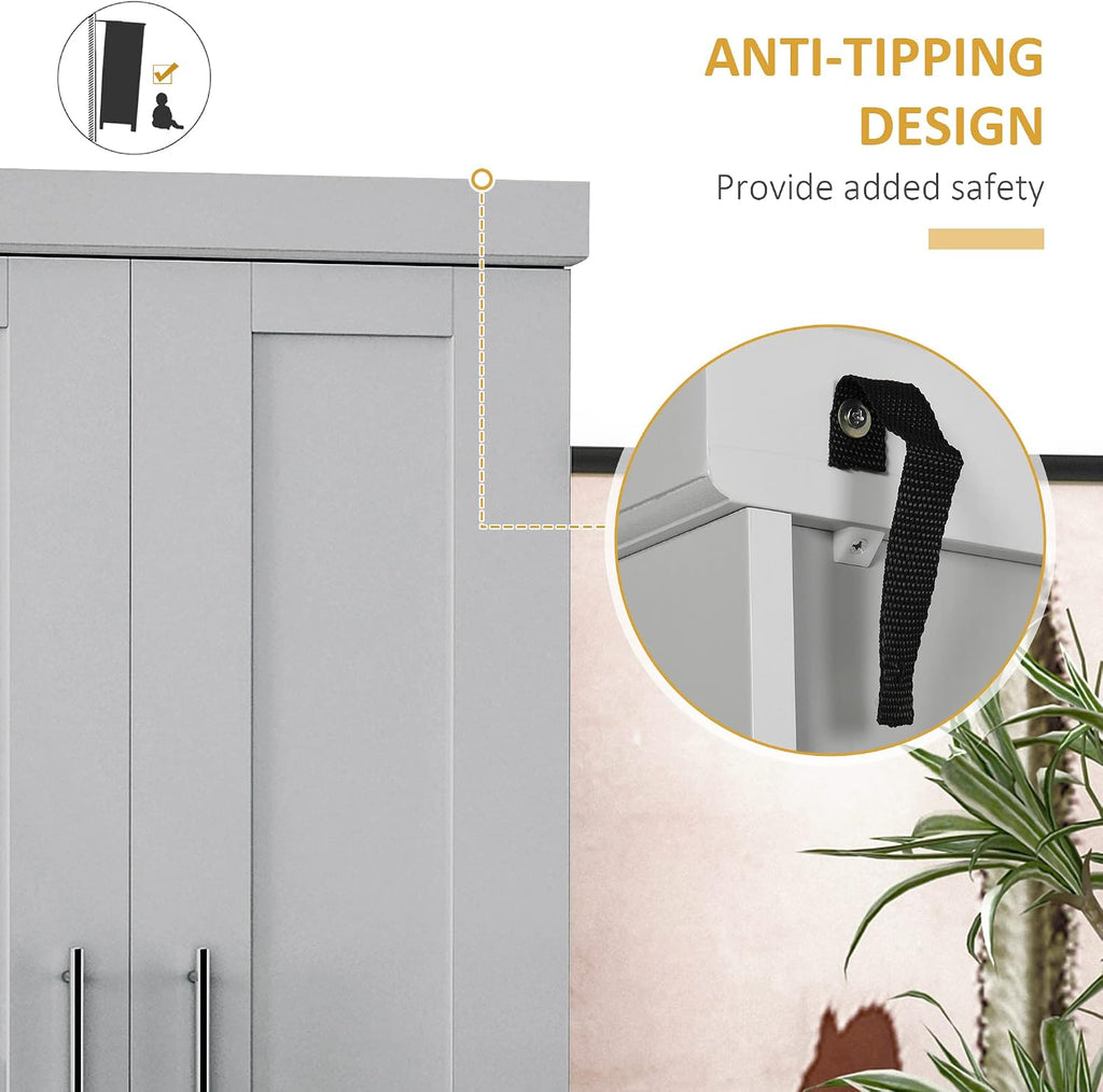 Modern Kitchen Pantry Freestanding Cabinet Cupboard with Doors and Drawer, Adjustable Shelving, Grey,15.75 * 30 * 72