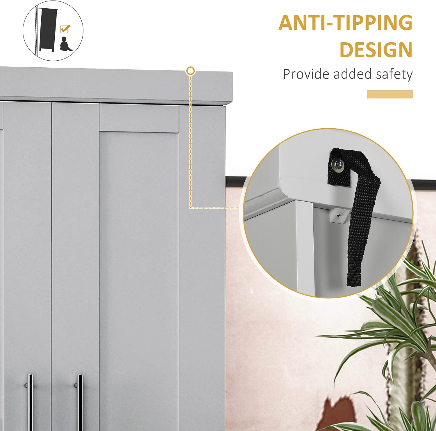 Modern Kitchen Pantry Freestanding Cabinet Cupboard with Doors and Drawer, Adjustable Shelving, Grey,15.75 * 30 * 72
