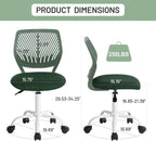 FurnitureR Kids Swivel Desk Chair, Height-Adjustable Armless Study Chair with Fabric Cushion & Ventilated Backrest, Smooth-Rolling Task Chair for Children & Teens, Perfect, Green