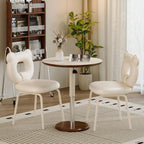 YCKEGEW TV Tray Side Table for Couch,360° Swivel Adjustable Height End Table Laptop Desk Round Snack Table for Sofa, Bed or Chair, Accent Pedestal Table(White Leather)