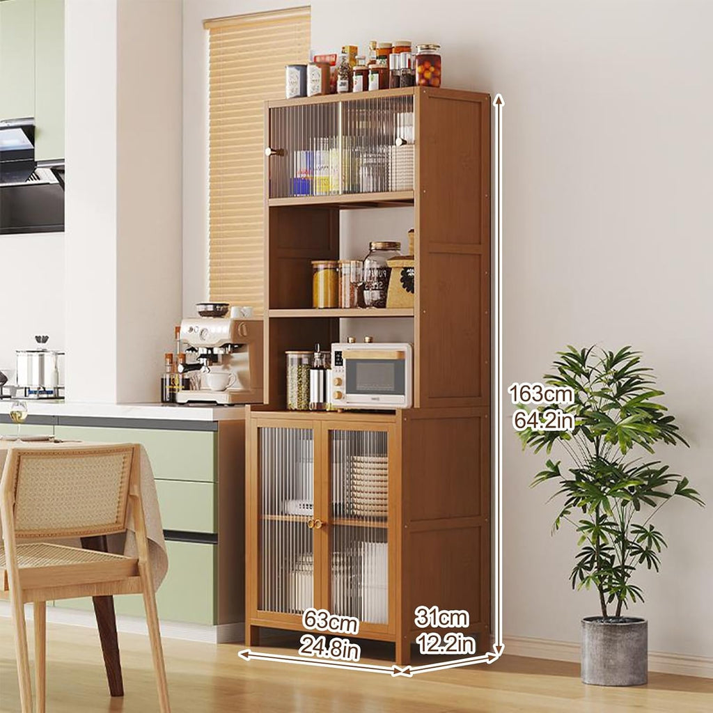 Wide Pantry Storage Cabinet, Pantry Storage Cabinet with Doors, Freestanding Kitchen Cupboard, for Kitchen, Bedroom, Dining Room, Office(163x63x31cm/64.2x24.8x12.2in)