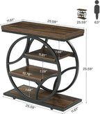 Tribesigns Side Table with 4-Tier Storage Shelf, 25-Inch Living Room Narrow End Table, Small Industrial Nightstand with Geometric Metal Frame, Accent Furniture for Bedroom Small Space, Brown