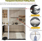 Folding Shower Partition Door 115x203cm/45.3x79.9in, 200-210cm Tall, Waterproof Accordion Retractable Temp Lock Divider for Hotel Apartment Bathroom/Kitchens