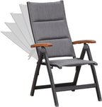 Sunair 5-Position Adjustable Folding Chair, Aircraft Aluminum, Teak Armrest | 2.0mm Thick Tubing, Holds 660 lbs, All-Weather Outdoor Use, No Assembly