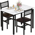 AWQM 3 Piece Dining Table Set for 2, Small Kitchen Table Set for 2 with Chairs,Wood Breakfast Nook Table and Chairs Set of 2,Dinette Set for Small Space,Dining Room,Apartment, White