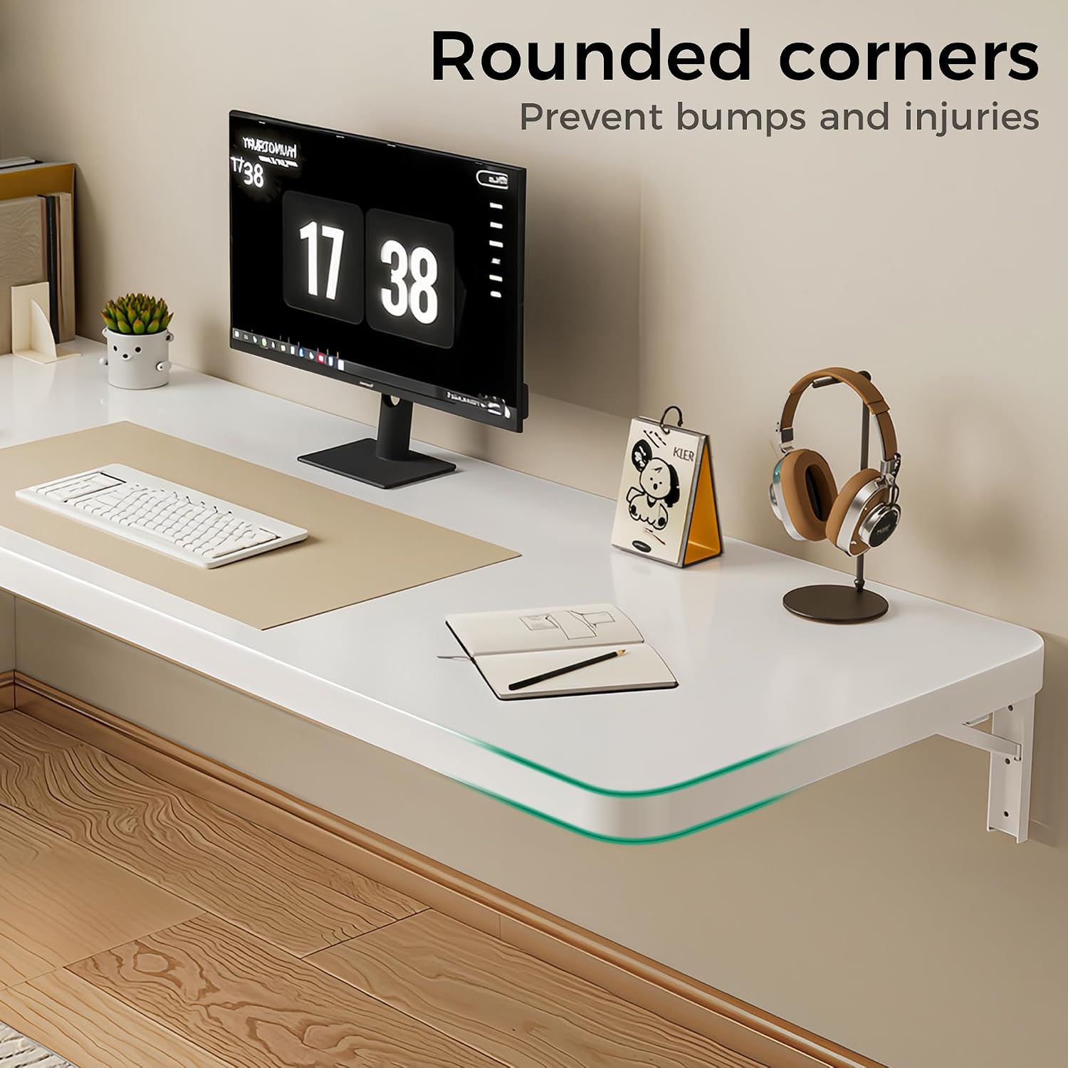 Wall Mounted Folding Table, Folding Desk, The Preferred Choice for Garages and Sheds/Home Offices/Laundries/Home Bars/Kitchens (White, 29.52" D x 15.74" W)
