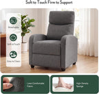 Recliner Chair, Recliner Sofa Fabric for Adults, Recliners Home Theater Seating with Lumbar Support, Reclining Sofa Chair for Living Room, Gray