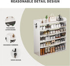5 Tier Shoe Rack, Wooden Shoe Storage Cabinet, Large Capacity Tall Shoe Shelf Free Standing Shoe Rack Organizer for Closet Entryway Garage Bedroom, White