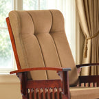 Solid Wood Glider Rocking Chair & Ottoman Set, Perfect for Nursery & Nursing, Padded Cushion with Smooth Rocking Motion, Rustic Finish for Living Room Napping and Reading,Dark Brownish