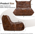 Hobestluk Giant Bean Bag Chair Lazy Floor Sofa, Memory Foam Fireside Sofa for Adults, Big Beanbag Faux Leather Armless Chair for Living Room Bedroom Dorm Office (Brown, Single)