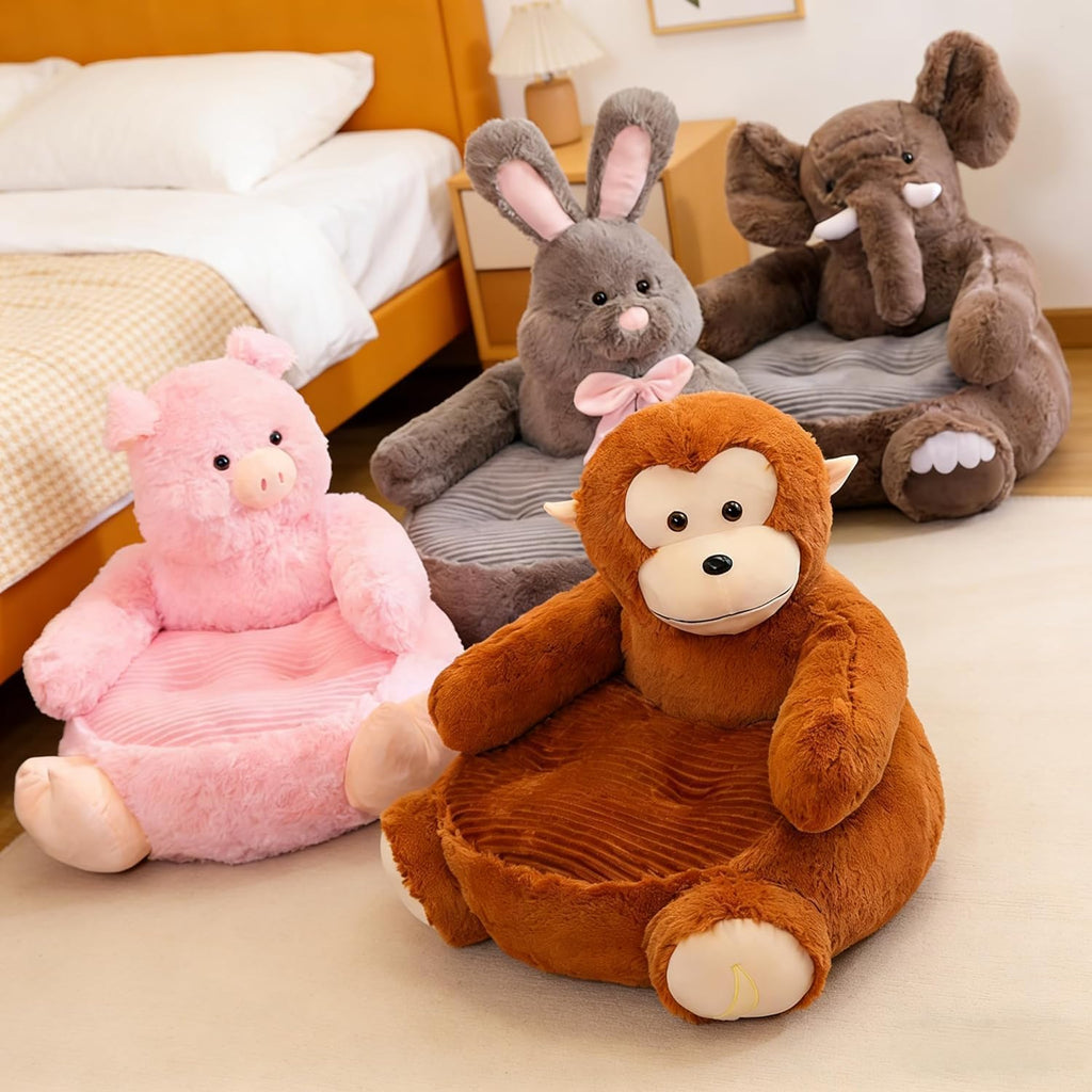 Cute Bean Bag Chair Comfy Reading Nook Chairs Animal Floor Chairs Faux Fur Beanbag Chairs Fun Plus Bean Bag Soft Casual Couch for Play Room Home Bedroom Decoration 50 * 50 * 45 cm (Cute Elephant)