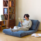 N&V Folding Matress Sofa Bean Bag Bed, Foam Filling Folding Matress Sofa, Includes Removable and Machine Washable Cover, Soft Premium Faux Fur (Small, Blue)