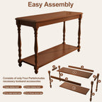 50" Vintage Farmhouse Console Table, Solid Wood Couch Table Behind Sofa with Storage Shelf, Long Entryway Table, Narrow Console Stand, Hallway Table for Entryway, Living Room, Vintage Brown
