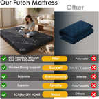 Japanese Floor Mattress Viscose Derived from Bamboo, 100% High Density Foam, 3.5" Thicken Cooling Foldable Futon Mattress Tatami Mat, Roll Up Floor Bed for Guest Room Bedroom RV, Black, Twin