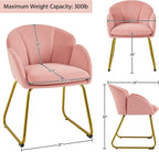 Yaheetech Flower Shape Vanity Chair with Petal Armrests, Pink | Velvet Makeup Chair no Wheels with Golden Metal Legs, Modern Side Armchair with Back for Living Room/Bedroom/Home Office