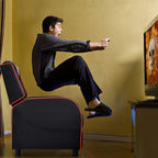 Giantex Gaming Recliner Chair, Adjustable Massage Gaming Chairs for Adults, Ergonomic Comfortable Lounge Leather Sofa w/Footrest, Remote Control & Side Pocket, Racing Style Single Sofa Recliners, Red