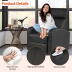 FDW Recliner Sofa Massage Chair Home Theater Seating with Lumbar Support and Padded Backrest for Living Room and Bedroom (Leather, Black)