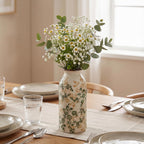 Vintage Ceramic Flower Vase Chinoiserie Antique Floral Vase Rustic Boho Farmhouse Decor for Home Table Bookshelf Aesthetic Centerpiece Gift(Vintage Green)