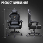 GTPLAYER Gaming Chair for Adults, Big and Tall 300LBS Heavy Duty Office Chair, Ergonomic High Back Lumbar Support and Wide Comfy Cushion with Linkage Armrests, Black Without Pedals