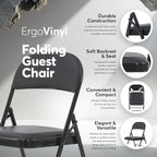 Oline Vinyl Folding Chairs, Padded Vinyl Cushion Chairs with Durable Metal Frame, Indoor Outdoor Stackable Foldable Guest Chairs for Office Wedding Kitchen Dining, 300lb Capacity (Black, 4 Pack)