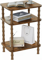 Side Table,Living Room End Tables with 3-Tier,Small Nightstand Table for Small Spaces,Sofa Side,Bedside, Bathroom,Coffee Table,Modern Bedside Table,Stable Frame,Easy Set Up (Rustic Brown)
