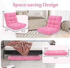 RELAX4LIFE Floor Chair with Back Support - 14-Position Adjustable Lazy Sofa Chair, Padded Sleeper Bed & Couch Recliner for Reading Meditation, Folding Floor Gaming Chair for Adults (Pink)