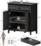 32'' Buffet Cabinet with Storage, Sideboard Cabinet with Drawer and Adjustable Shelf, Modern Accent Storage for Kitchen, Living Room, Entryway, Black