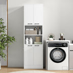 75” Kitchen Pantry Cabinet, Tall Freestanding Kitchen Hutch with 4 Doors, 2 Open Shelves & 4 Anti-Tipping Devices, Bathroom Storage Cabinet for Living Room, Dining Room (White)