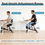 Ergonomic Kneeling Chair with Backrest & Lumbar Support, Adjustable Desk Chair with Wheels & Thick Cushion, Improve Sitting Postures & Relieve Lower Back Pressure, Perfect for Study & Work from Home