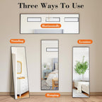 Sweetcrispy 56"x15" Full Length Mirror, Leaning or Standing Full Body Mirror with Aluminum Alloy Thin Frame, Suitable for Bedroom, Living Room, Cloakroom, Black