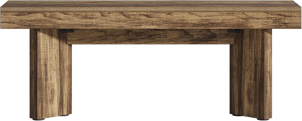 Tribesigns 47" Wooden Entryway Bench, Farmhouse Indoor End of Bed Bench, Long Table Benches Seat for Bedroom, Hallway, Foyer, End of Bed (Dark Brown)