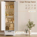 HOMCOM 71" Tall Kitchen Pantry, Farmhouse Storage Cabinet with Barn Doors, Drawer and Adjustable Shelves, Freestanding Food Pantry Cabinet for Kitchen, Dining Room, White