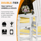 VINGLI Tall Adirondack Chairs Set of 2, All Weather HDPE Bar Height Adirondack Chair with Double Trays, Adirondack Barstools for Balcony, Poolside, Backyard and Patio (White)