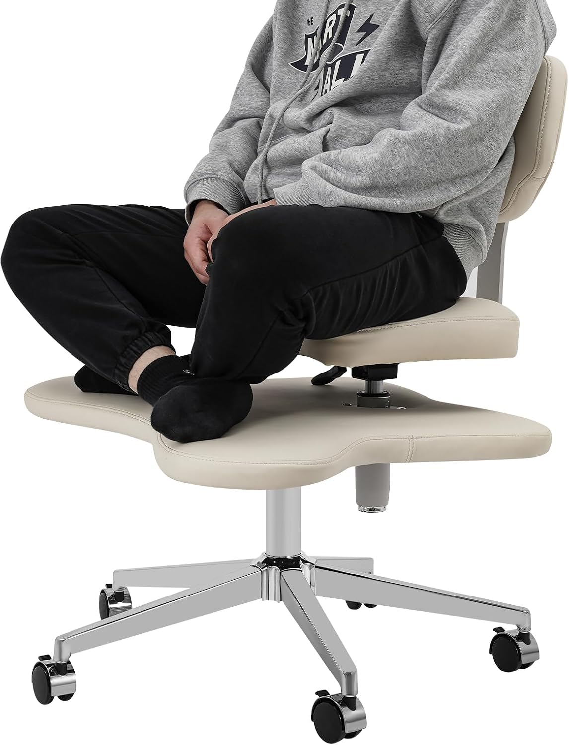Cross Legged Office Chair, Ergonomic Criss Cross Desk Chair, Meditation Chair with Wheels, Height Adjustable Seat with Back Support