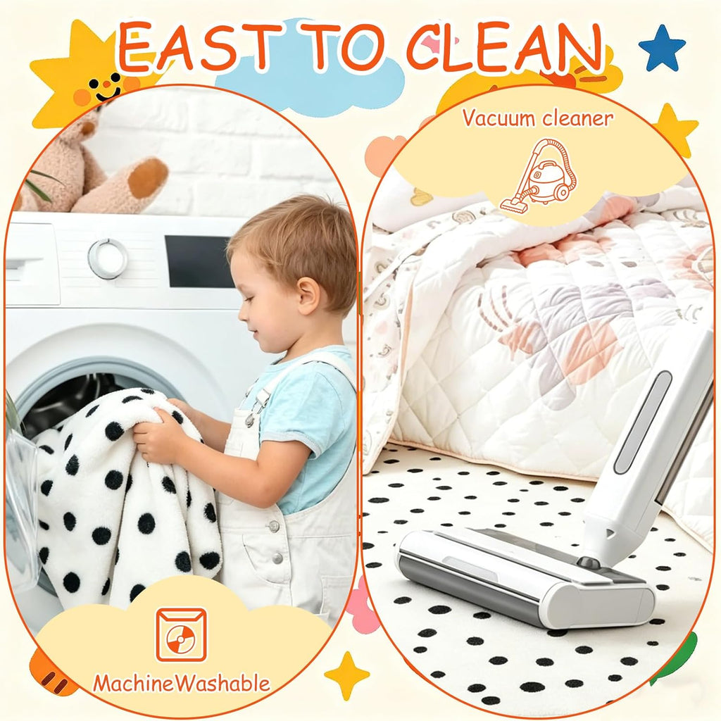 5.9 ft Circular Rug Washable Non-Slip Crawling Play Mat Round Rug Circle Back to School Reading Calming Corner Decor for Teaching and Playroom Bedroom Decorations(Dotty)