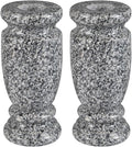 Gray Granite Cemetery Vase for Grave, 4.3" W x 9.8" H | Gray granite, side drainage hole prevents water pooling and freeze cracking. For grave markers & flower decoration.2 count.