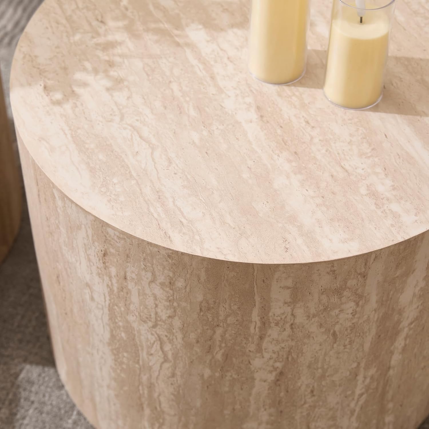 Ya-Home Modern Round Coffee Tables Nesting Table, Wood Set of 2 End Table Side Table for Living Room Balcony Office, No Assembly Required