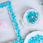 Babenest 215pcs Blue Heart Acrylic, 1Inch Crystal Rhinestones, Diamond Fake Gems Vase Filler for Table Scatters Wedding Party Anniversary Decoration Favor