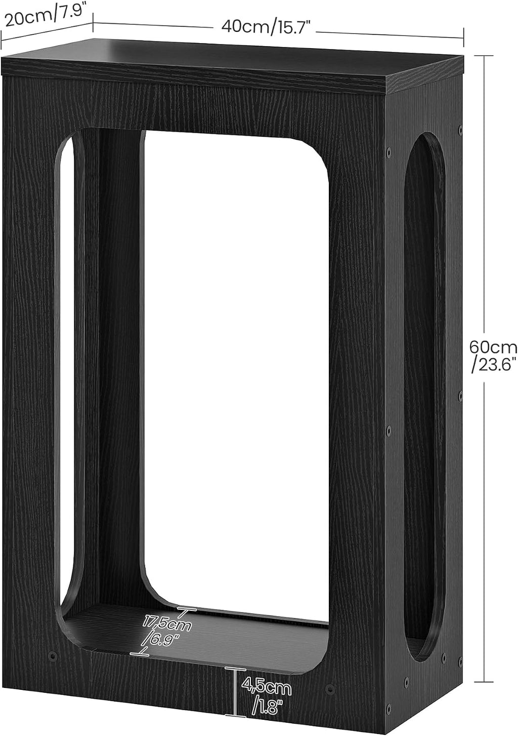 CHOEZON Narrow Side Table, Skinny End Table, Small Nightstand, Modern Geometric Structure, 2-Tier Sofa Bedside Partner, for Small Spaces, Living Room, Bedroom, Black MBZ10BB