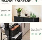 Fabric Dresser 2 Drawers, Nightstands with Adjustable Feet, End Table Set of 2