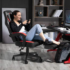 LEMBERI Big and Tall Gaming Chair 400lb Capacity, Heavy-Duty Office Chair with Reinforced Footrest, Wide Seat High Back PC Desk Chair with Linkage Armrests, Thickened Steel Frame, PU Leather, Red