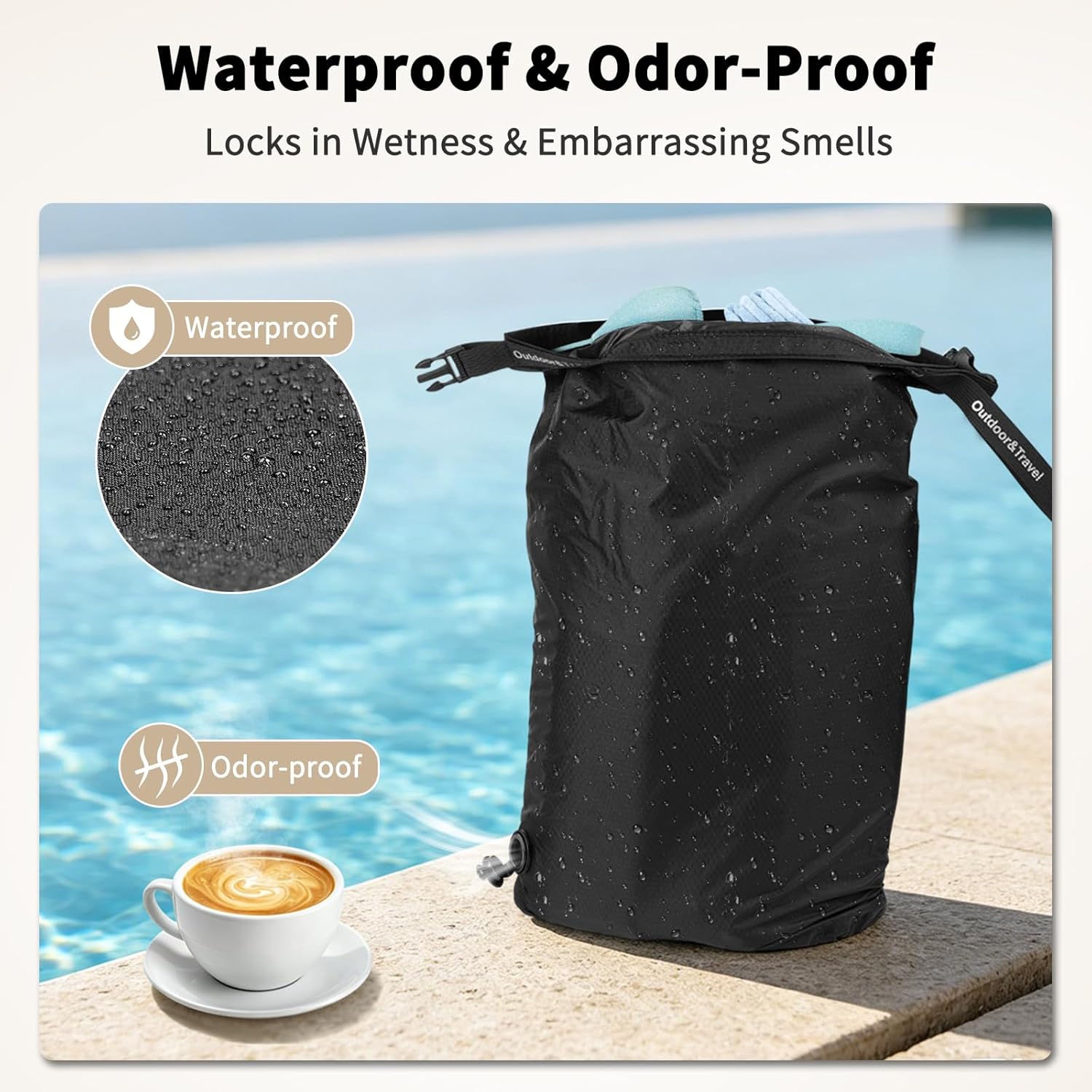 Travel Laundry Bag, Compression Bags for Travel - Waterproof Dirty Clothes Vacuum Storage, Smell Proof Space Saver for Cruise Gym Camping (M)