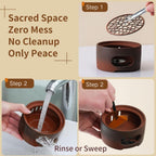 All-in-One Incense Holder for Burning Palo Santo & Sage Sticks & Insence-Stick and Cone & Candle, Lasting Burn Palo Santo & Sage Bundle & Loose Sage Leaves, Ash-Free, Wind-Resistant(Brown)