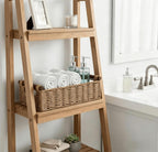 CubesLand Small Wicker Toilet Basket Tray Organizer W/Cut Out Handle, Handwoven Slim Decorative Basket for Countertop, Shelves And for Rustic Home Decor, Living Room, Nursery Organization, Neutral